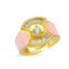 Trendy Pink Enamel Adjustable Ring 925 Crt Sterling Silver Gold Plated Wholesale Turkish Jewelry