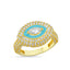 Trendy Turquoise Enamel Marquoise Stone Adjustable Ring 925 Crt Sterling Silver Gold Plated Wholesale Turkish Jewelry