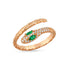 Green Zirconia  Adjustable Snake Ring 925 Crt Sterling Silver Gold Plated Wholesale Turkish Jewelry