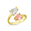 Trendy Drop Stone Adjustable Ring 925 Crt Sterling Silver Gold Plated Wholesale Turkish Jewelry