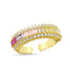 Trendy Colorful Zirconia  Adjustable Ring 925 Crt Sterling Silver Gold Plated Wholesale Turkish Jewelry