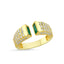 Trendy Green Baquette Zirconia  Adjustable Ring 925 Crt Sterling Silver Gold Plated Wholesale Turkish Jewelry
