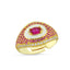 Trendy White Enamel Ruby Zirconia  Adjustable Ring 925 Crt Sterling Silver Gold Plated Wholesale Turkish Jewelry