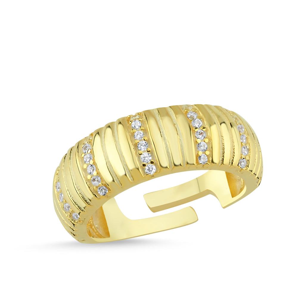 Zirconia  Adjustable Ring 925 Crt Sterling Silver Gold Plated Wholesale Turkish Jewelry