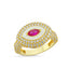 Trendy Ruby Stone Ring 925 Crt Sterling Silver Gold Plated Wholesale Turkish Jewelry