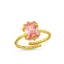Trendy Pink Stone Ring 925 Crt Sterling Silver Gold Plated Wholesale Turkish Jewelry