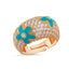 Turquoise Enamel Flower Ring 925 Crt Sterling Silver Gold Plated Wholesale Turkish Jewelry