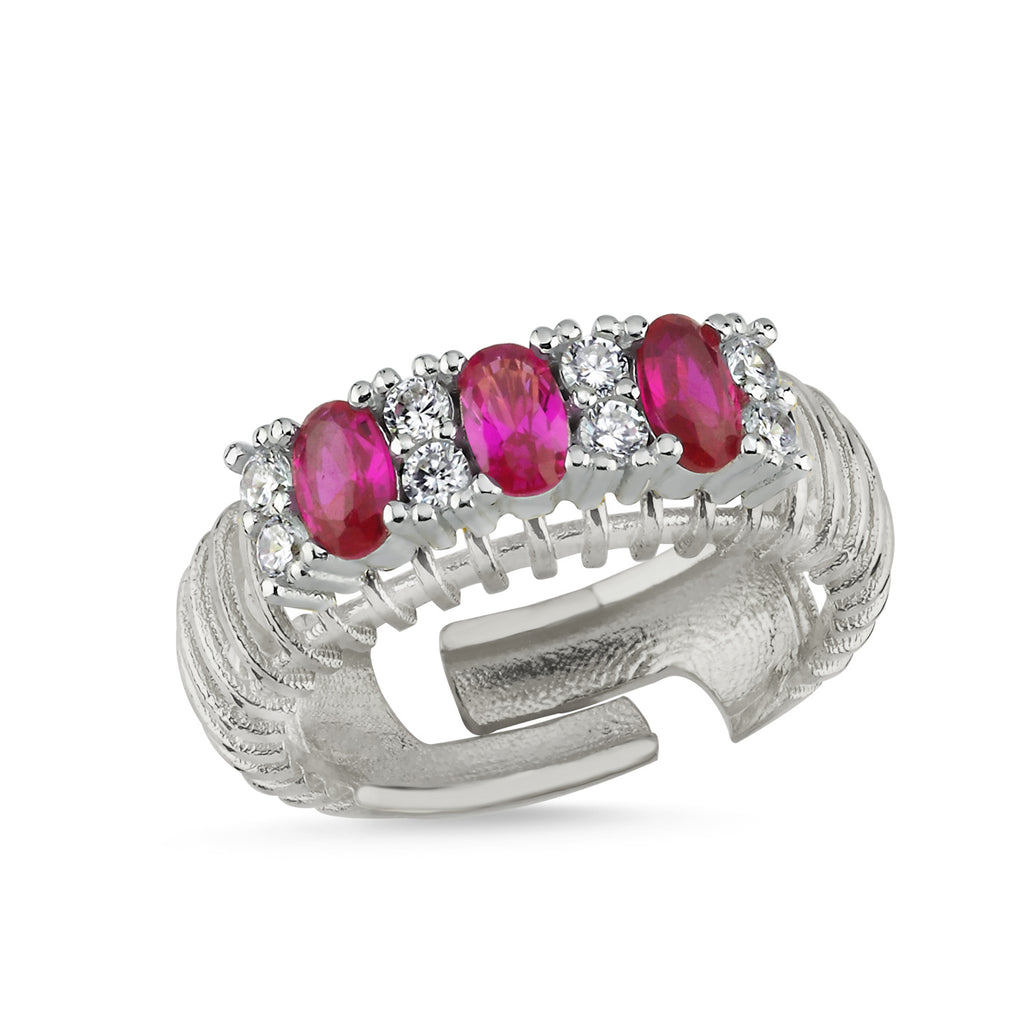 Trendy Oval Ruby Stone  Adjustable Ring 925 Crt Sterling Silver Gold Plated Wholesale Turkish Jewelry