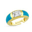 Turquoise Enamel Adjustable Ring 925 Crt Sterling Silver Gold Plated Wholesale Turkish Jewelry