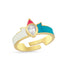 Trendy Colorful Enamel Drop Stone Ring 925 Crt Sterling Silver Gold Plated Wholesale Turkish Jewelry
