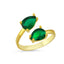 Green Drop Stone Adjustable Ring 925 Crt Sterling Silver Gold Plated Wholesale Turkish Jewelry