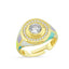 Colorful Enamel Adjustable Ring 925 Crt Sterling Silver Gold Plated Wholesale Turkish Jewelry