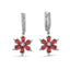 Trendy Ruby Stone Flower Earring 925 Crt Sterling Silver Gold Plated Handcraft Wholesale Turkish Jewelry