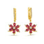 Trendy Ruby Stone Flower Earring 925 Crt Sterling Silver Gold Plated Handcraft Wholesale Turkish Jewelry