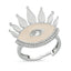 Trendy Pink Enamel Eye Lash Cubic Stone Adjustable Ring 925 Crt Sterling Silver Gold Plated Wholesale Turkish Jewelry