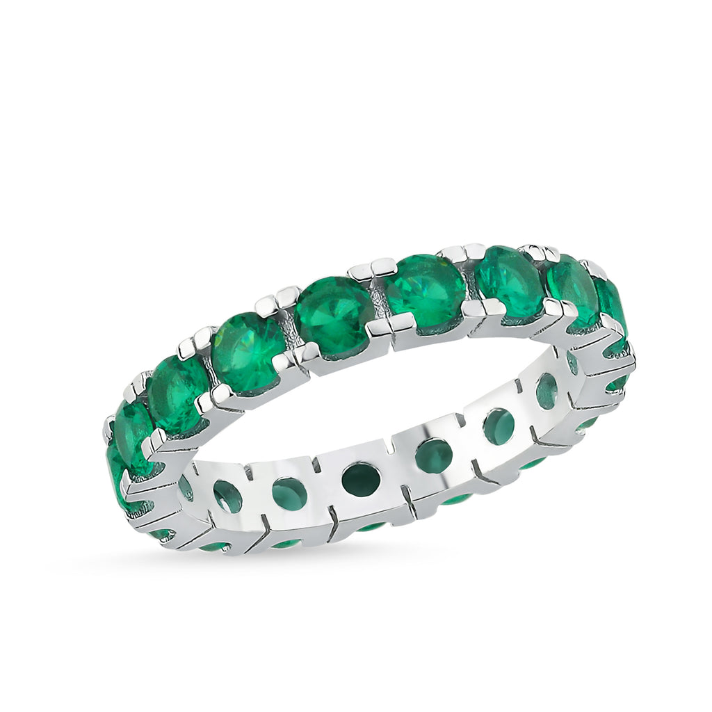Trendy Green Stone Pave Ring 925 Crt Sterling Silver Gold Plated Wholesale Turkish Jewelry