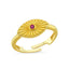 Trendy Red Stone Adjustable Eye Ring 925 Crt Sterling Silver Gold Plated Wholesale Turkish Jewelry