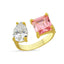 Trendy Square Cut Stone Adjustable Ring 925 Crt Sterling Silver Gold Plated Wholesale Turkish Jewelry