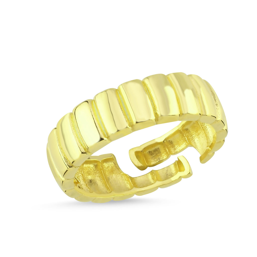 Trendy Adjustable Blok Ring 925 Crt Sterling Silver Gold Plated Wholesale Turkish Jewelry