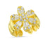 Trendy Cubic Stone Adjustable Flower Ring 925 Crt Sterling Silver Gold Plated Wholesale Turkish Jewelry