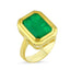 Trendy Green Octagon Stone Ring 925 Crt Sterling Silver Gold Plated Wholesale Turkish Jewelry