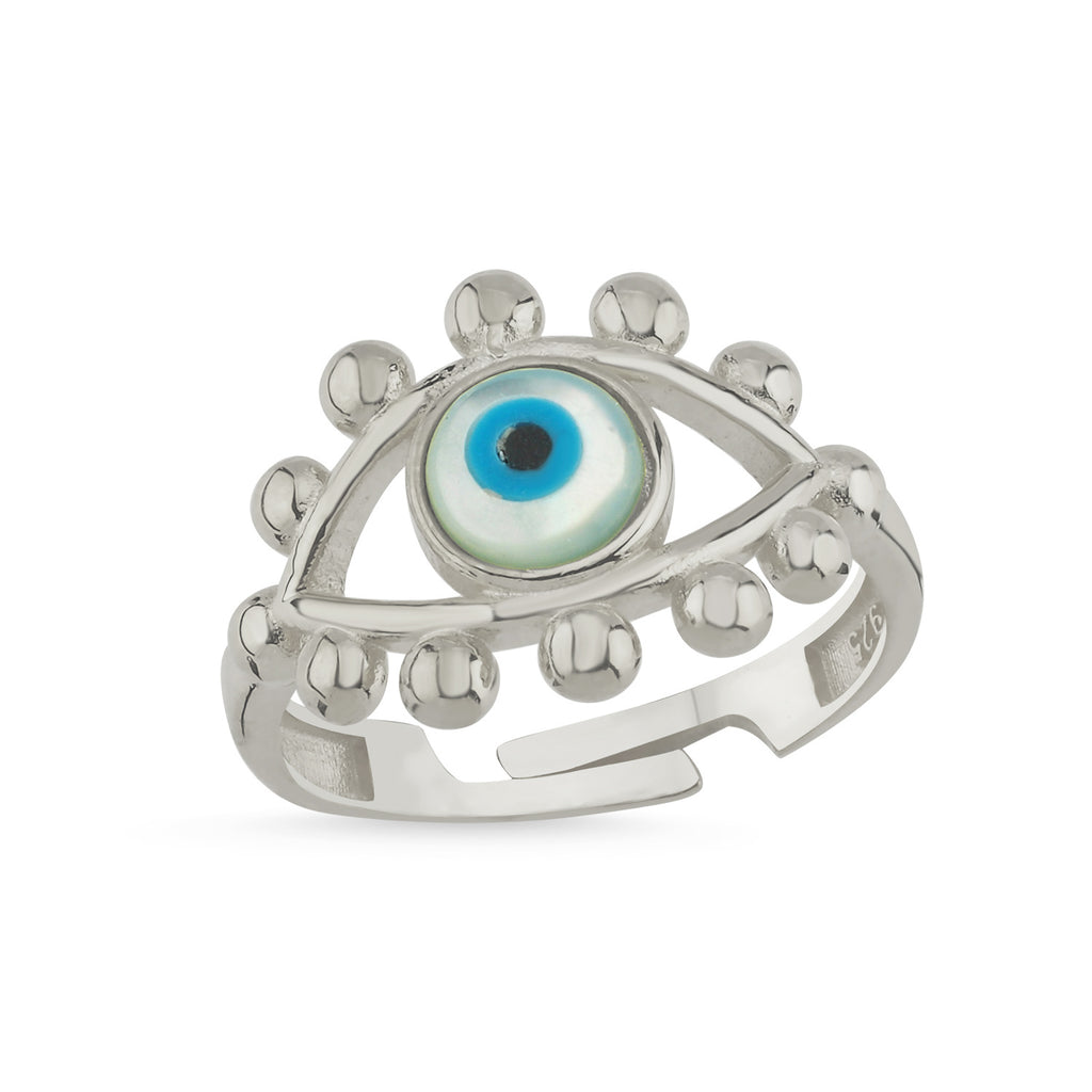 Trendy Evileye Ring 925 Crt Sterling Silver Gold Plated Wholesale Turkish Jewelry