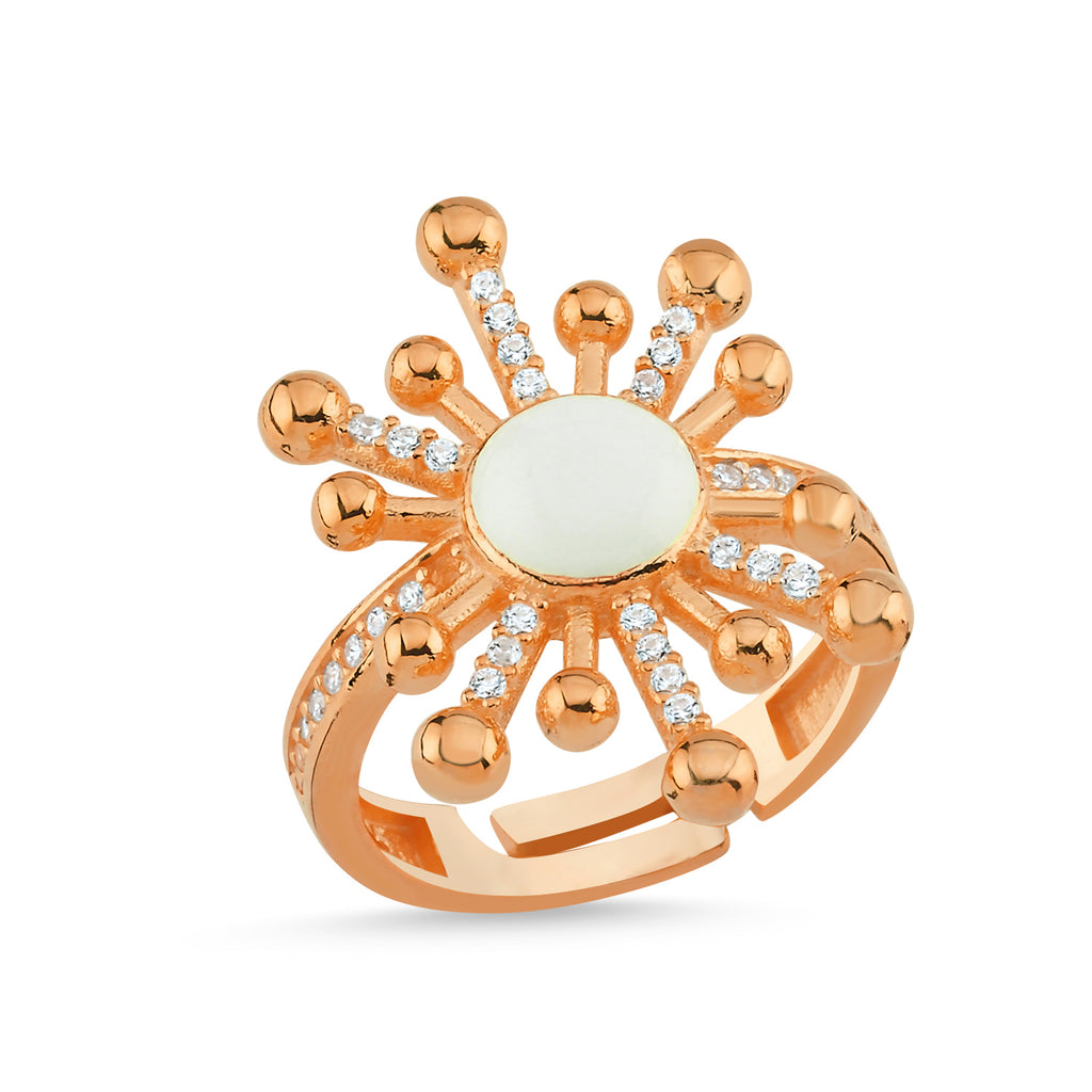 Trendy Sun Shine Adjustable Ring 925 Crt Sterling Silver Gold Plated Wholesale Turkish Jewelry