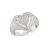 Trendy Cubic Stone Adjustable Heart Ring 925 Crt Sterling Silver Gold Plated Wholesale Turkish Jewelry