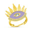 Trendy Purple Enamel Eye Lash Cubic Stone Adjustable Ring 925 Crt Sterling Silver Gold Plated Wholesale Turkish Jewelry