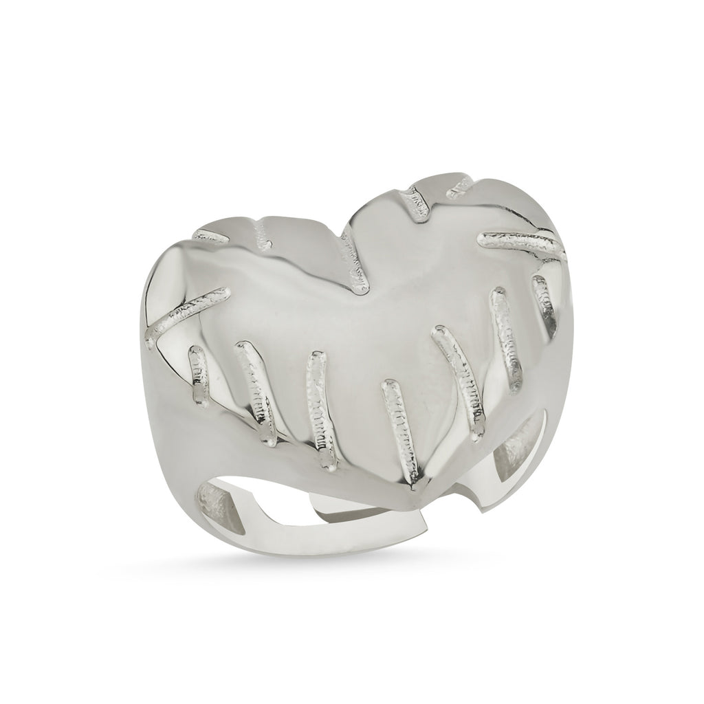 Trendy Heart Adjustable Ring 925 Crt Sterling Silver Gold Plated Wholesale Turkish Jewelry