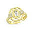 Trendy Baquette-Cubic Stone Adjustable Ring 925 Crt Sterling Silver Gold Plated Wholesale Turkish Jewelry