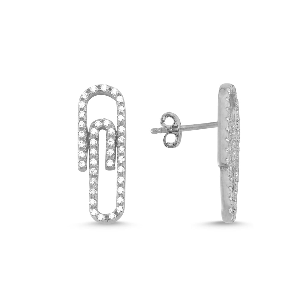 New Trend Paperclip Earring 925 Sterling Silver   Wholesale Fashionable Turkish Jewelry