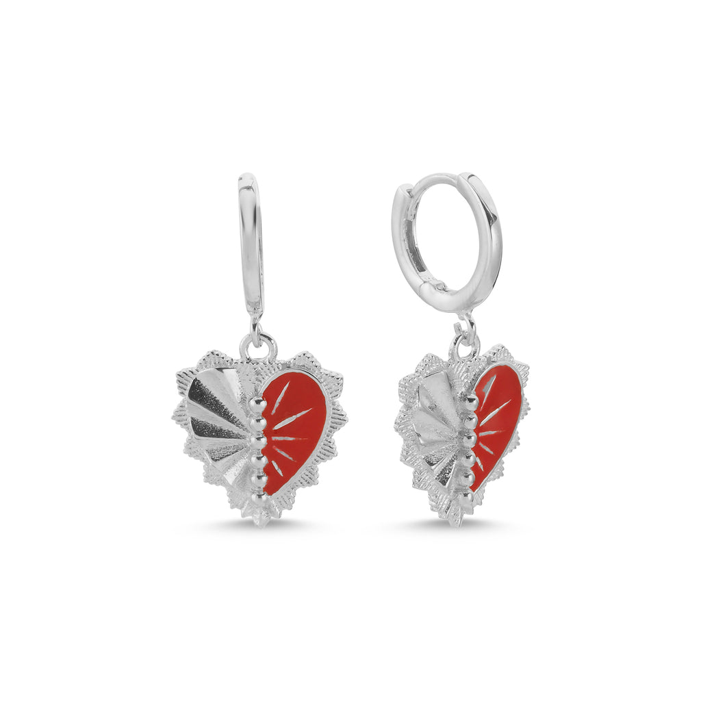 New Trend Red Heart Authentic Dangle Earring 925 Sterling Silver   Wholesale Fashionable Turkish Jewelry