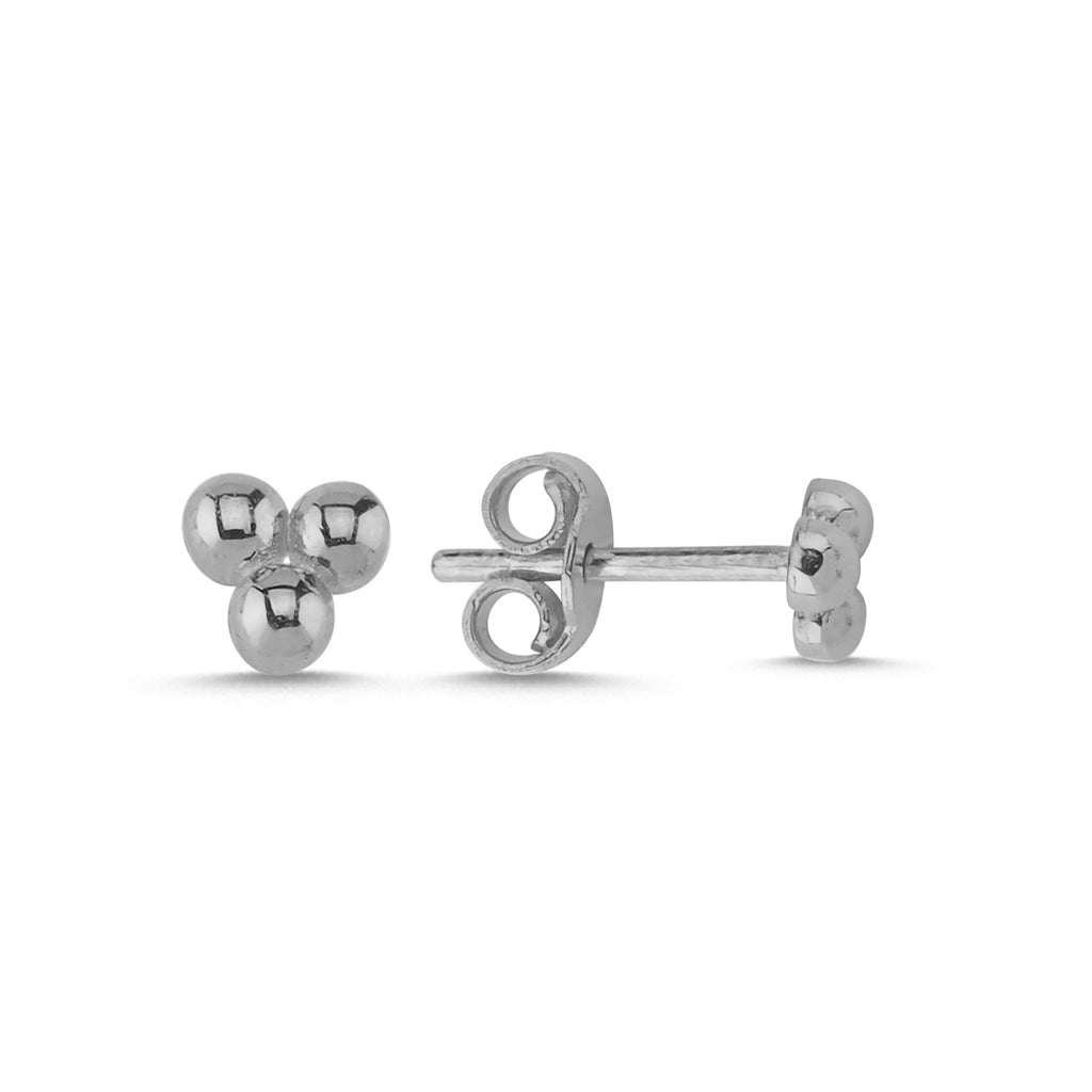 Trendy Three Ball Stud Earring 925 Crt Sterling Silver Gold Plated Wholesale Turkish Jewelry (Single)