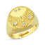 Trendy Zirconia Sun Shine Ring 925 Crt Sterling Silver Gold Plated Handcraft Wholesale Turkish Jewelry