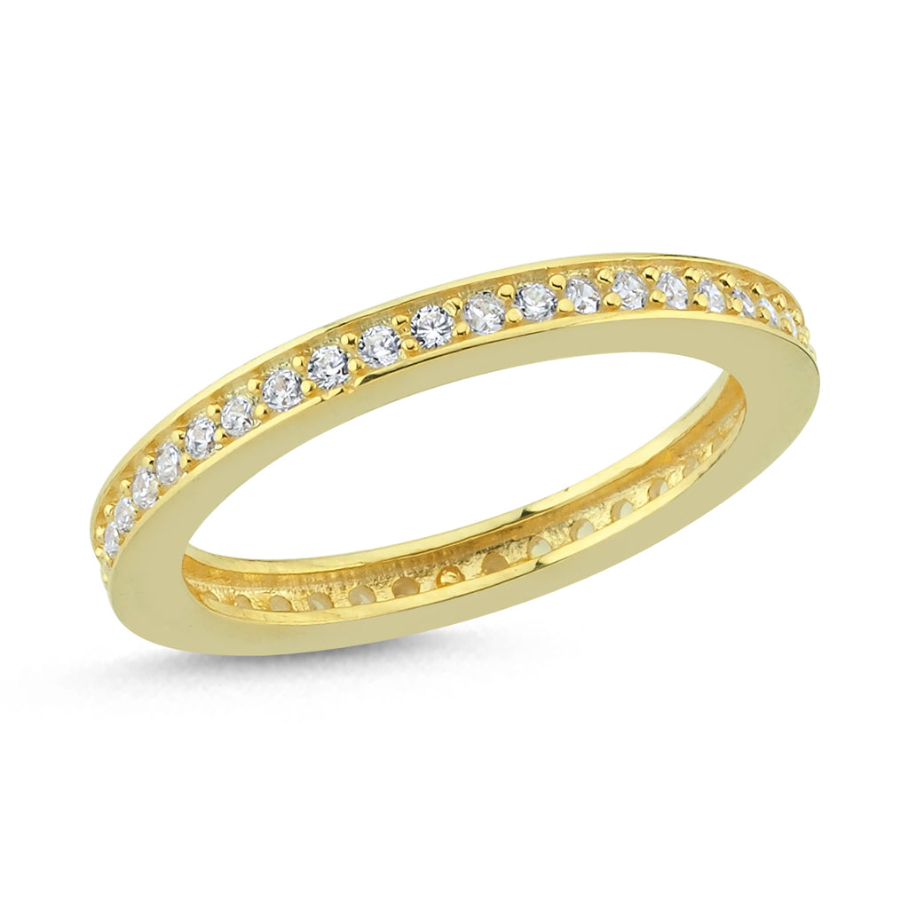 Trendy Zirconia Full Pave Ring 925 Crt Sterling Silver Gold Plated Handcraft Wholesale Turkish Jewelry