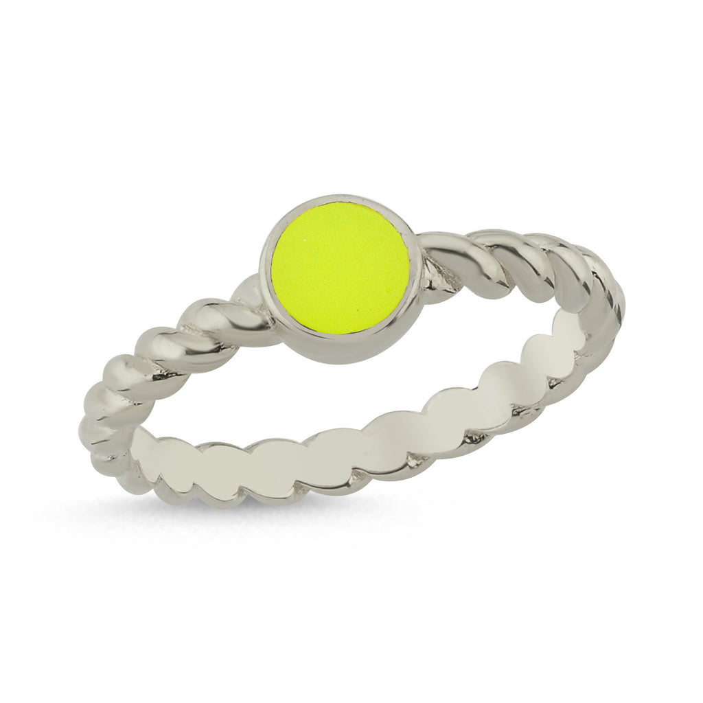 Trendy Yellow Enamel Ring 925 Crt Sterling Silver Gold Plated Handcraft Wholesale Turkish Jewelry