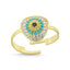 Trendy Colorful Zirconia Evileye Adjustable Ring 925 Crt Sterling Silver Gold Plated Handcraft Wholesale Turkish Jewelry