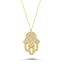 Trendy Zirconia Hamsa Necklace 925 Crt Sterling Silver Gold Plated Handcraft Wholesale Turkish Jewelry