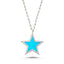 Trendy Blue Enamel Zirconia Star Necklace 925 Crt Sterling Silver Gold Plated Handcraft Wholesale Turkish Jewelry