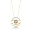 Trendy Zirconia Eye Medallion Necklace 925 Crt Sterling Silver Gold Plated Handcraft Wholesale Turkish Jewelry