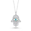 Trendy Hamsa on Mother of Pearl Eye Necklace 925 Crt Sterling Silver Gold Plated Handcraft Wholesale Turkish Jewelry