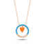 Trendy Zirconia Turquoise Enamel Round on Coral Enamel Heart Necklace 925 Crt Sterling Silver Gold Plated Handcraft Wholesale