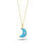 Trendy Zirconia Blue Enamel Moon Necklace  925 Crt Sterling Silver Gold Plated Handcraft Wholesale Turkish Jewelry