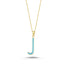 Trendy Blue Enamel Inital J Necklace 925 Crt Sterling Silver Gold Plated Handcraft Wholesale Turkish Jewelry