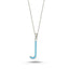 Trendy Blue Enamel Inital J Necklace 925 Crt Sterling Silver Gold Plated Handcraft Wholesale Turkish Jewelry