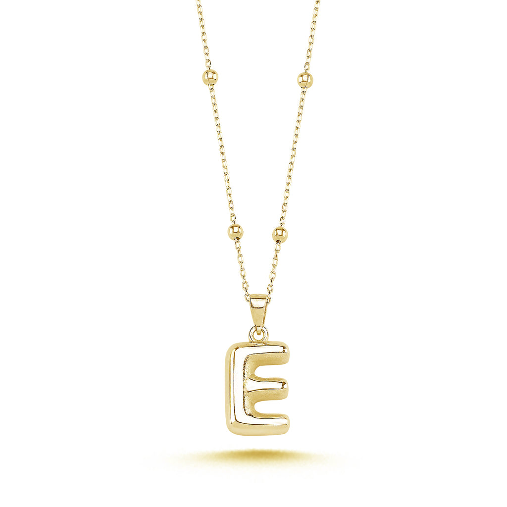Trendy Inital E Necklace 925 Crt Sterling Silver Gold Plated Handcraft Wholesale Turkish Jewelry