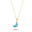 Trendy Blue Enamel Moon Necklace 925 Crt Sterling Silver Gold Plated Handcraft Wholesale Turkish Jewelry