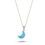 Trendy Blue Enamel Moon Necklace 925 Crt Sterling Silver Gold Plated Handcraft Wholesale Turkish Jewelry