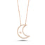 Trendy White Enamel Moon Necklace 925 Crt Sterling Silver Gold Plated Handcraft Wholesale Turkish Jewelry